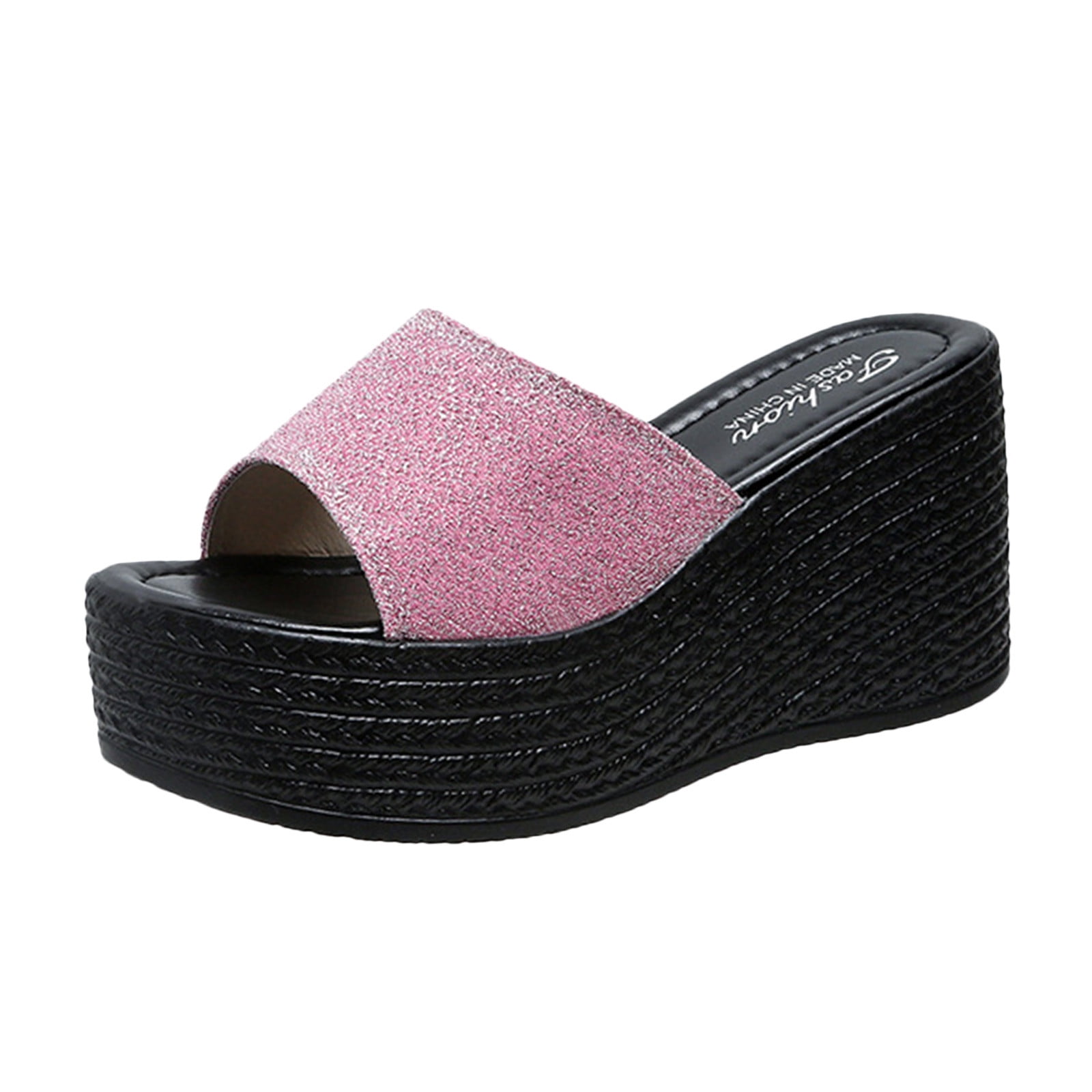 Shiny Pink Thick Sole Beach Shoes
