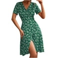 thumbnail image 1 of Jikolililili Maxi Dress for Women Women's Fashion Causual V-Neck Chiffon Floral Boho Beach Short Sleeve Dress, 1 of 7