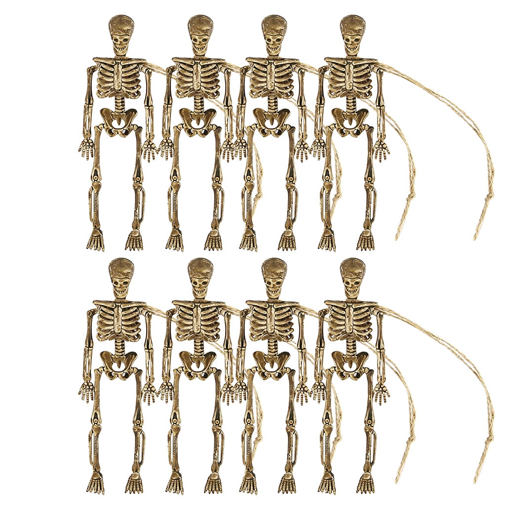 JikouIivo Mini Skeletons for Halloween Decor, 8 Piece Mini Seleton Figurines 6in Small Skeleton Halloween Decoration for Haunted House Accessories Party Favors