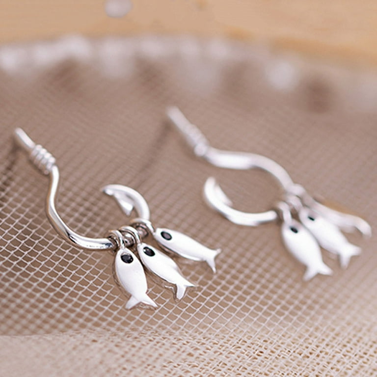 Jikolililili Small Fish Earrings Female Design Creative Personality Three Fishhook Earrings Personalized Lightweight Earring Walmart