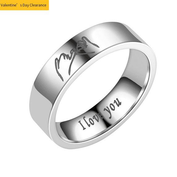JikouIivo Stainless Steel Couple Matching Rings For Lovers Letter I Love You Holding Hands Valentine Day Gifts Gift for Him Deals