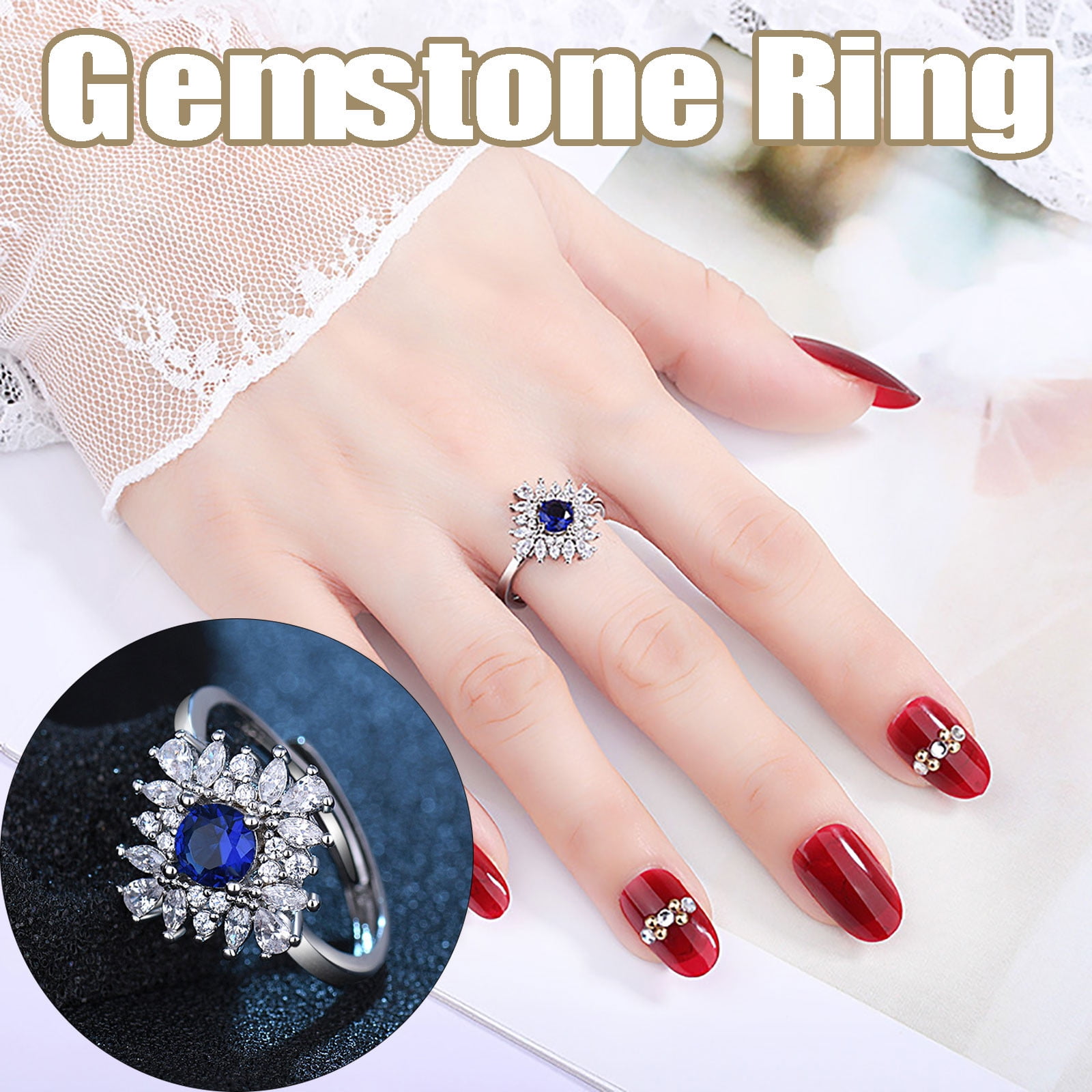 Blue stone hotsell finger rings