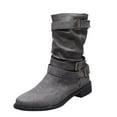 thumbnail image 1 of JikouIivo Women Fashion Shoes Retro Western Boots Casual Warm Low Heels Mid-calf Boots Women's Shoes Christmas, 1 of 6
