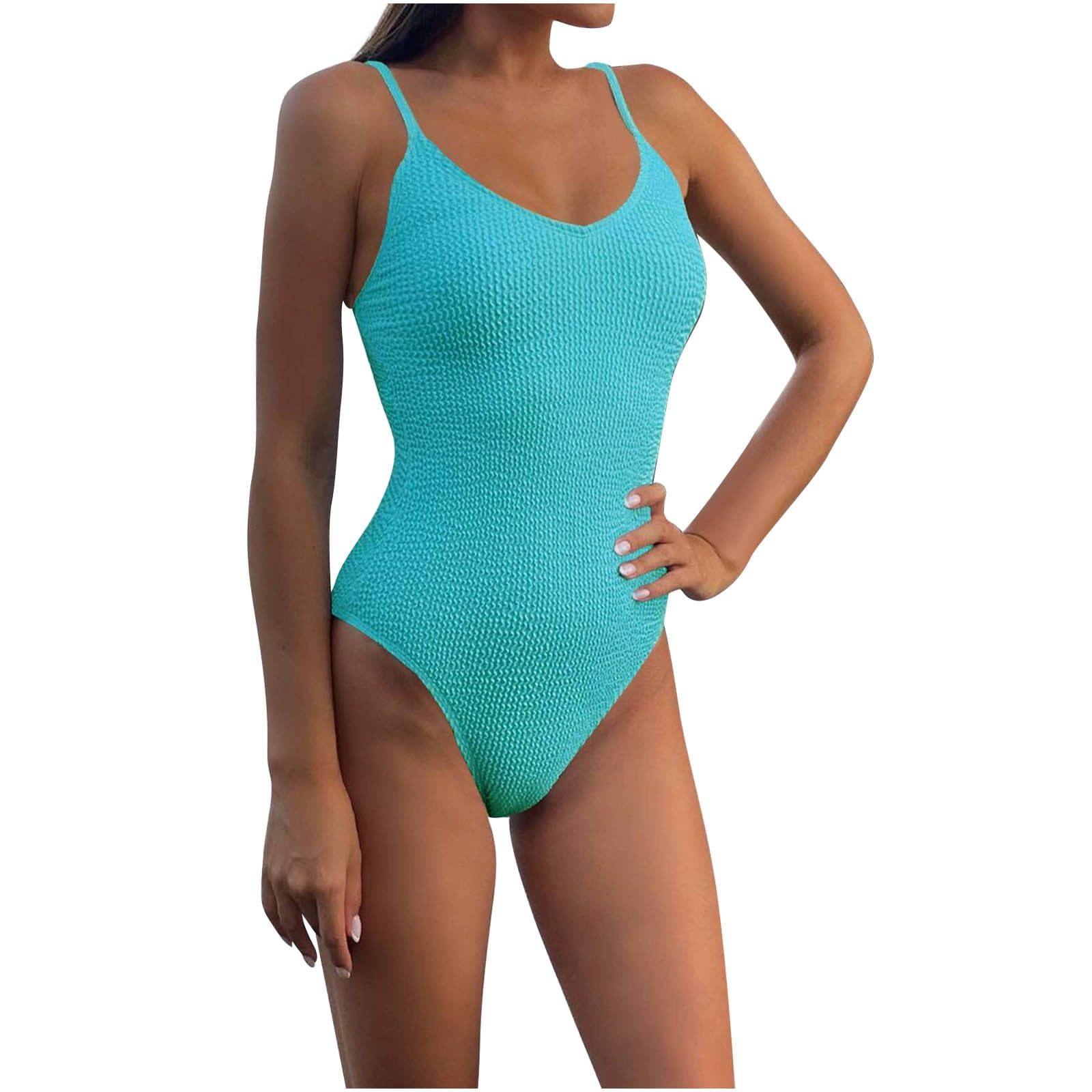 Jikolililili Women's 23 New Fashion Style With Bra Pad, No Steel Support,  Multi-color New Fashion One-piece Swimsuit, Sexy Solid Color Swimsuit