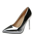 thumbnail image 1 of Jikolililili Women's Sexy Pointed Toe Soild Patent Leather High Heels Lady Wedding Dress Pumps Shoes Women Shoes Christmas 2022 Deals Clearance, 1 of 7