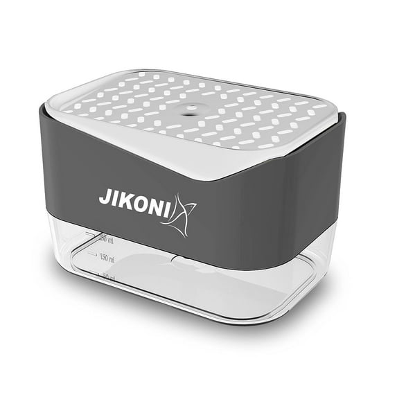 Jikoni Probus 2 in 1 Soap Dispenser Sponge Holder for Dishwasher Liquid, Liquid Dispenser Through Pump (Multi Color, 250 ML) (Grey_White)