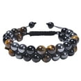 thumbnail image 1 of JikouIivo Hematite Beads Black Agate Lava Rock Stones Tiger Eye Bracelets for Men Double Layer Stress Relief Aromatherapy Essential Oil Diffuser Healing Lava Bracelet Adjustable Jewelry Bangles, 1 of 2