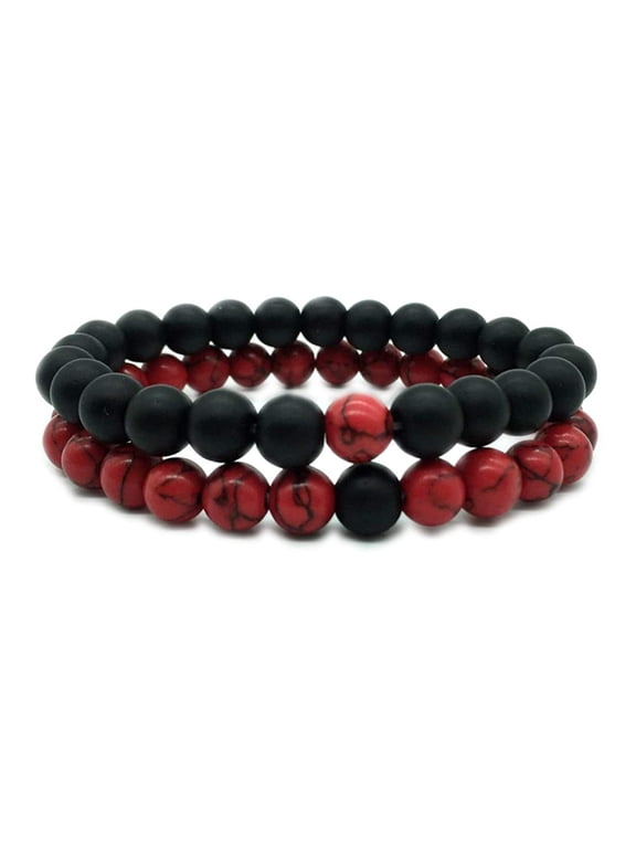Long Distance Bracelets For Lovers Couples Matching Gift Matte Agate 8mm Bead Stone Bangle Bracelets