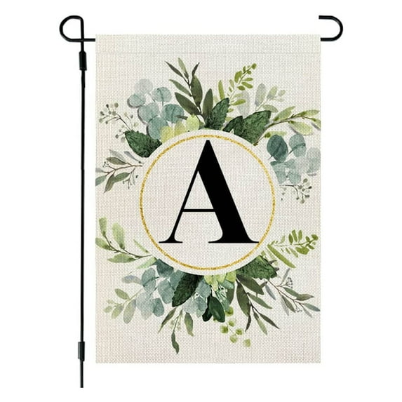 JikouIivo Monogram Letter A Garden Flag Floral 12x18 Inch Double Sided for Outside Small Burlap Family Last Name Initial Yard Flag