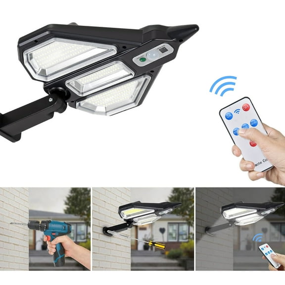 JikouIivo Solar Wall Light,Landscape Light 4 LEDs Up and Down Light Source with Remote Control,Waterproof Led Solar Flood Light Solar Powered Light for Yard