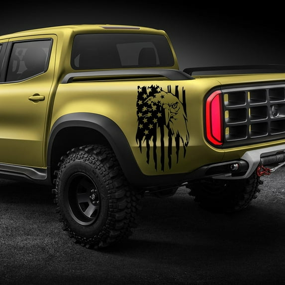 JikouIivo Vinyl Distressed American Flag Veteran Decal Distressed Truck Rear Tailgate American Flag Vinyl Decal Sticker Compatible with Most Pickup Trucks