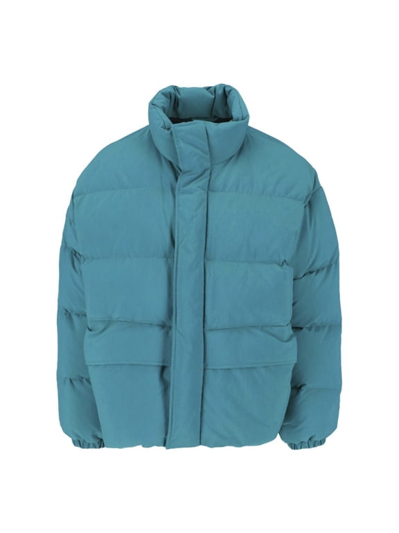 Boxy Cropped Padded Jacket With High Collar And Snap Buttons (Men's)