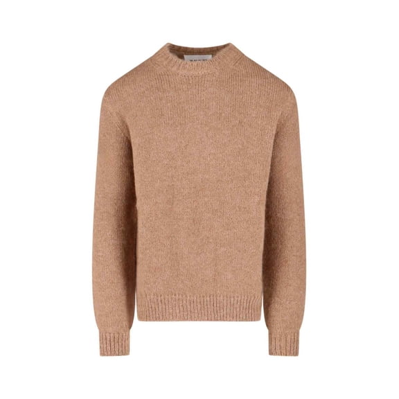Jil Sander Brown Alpaca-Wool Blend Crewneck Sweater With Ribbed Cuffs (Men's)