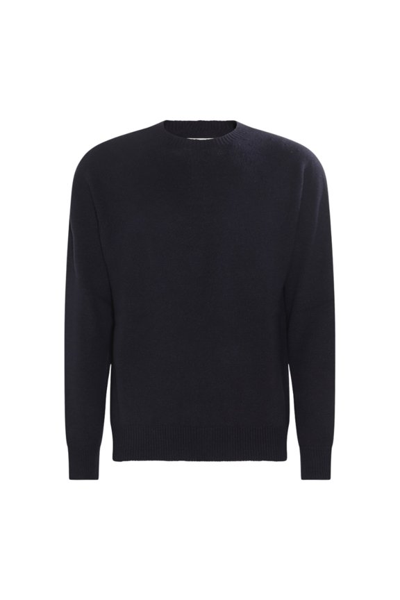 Crew Neck Sweater With Ribbed Cuffs And Classic Minimalist Design (Men's)