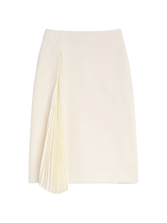 Grey High-Waisted Virgin Wool Pleated Skirt (Women's)