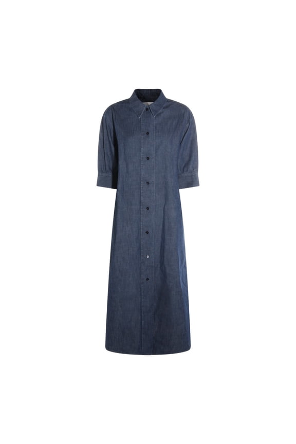 Indigo Cotton Button-Down Maxi Dress (Women's)