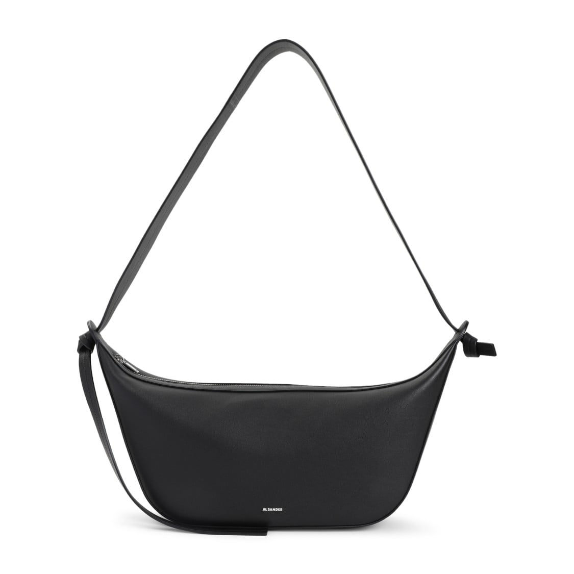 ショルダーバッグ JIL SANDER Men Shoulder Bags J26WG0057 P7186 001 Black Jil Sander Men's Curved Black Calf Leather Shoulder Bag