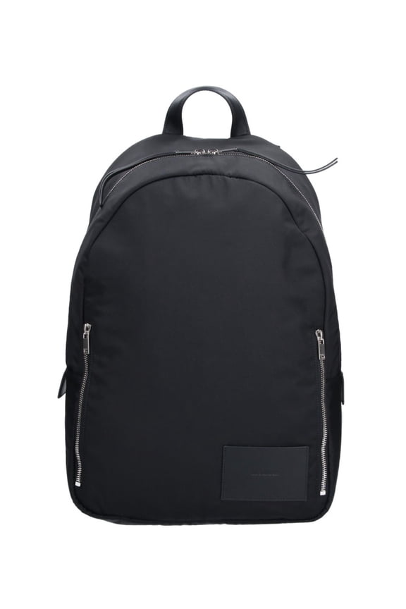 Men's Black Urban Double Zip Fabric Backpack Black