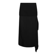 Jil Sander Midi-Length Black Wool Skirt With Lateral Rouching Women's