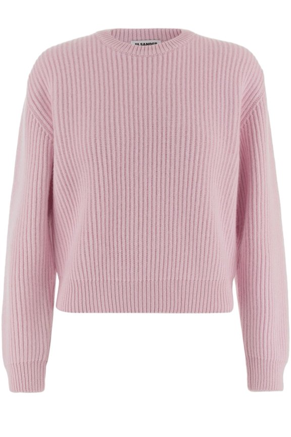 Pink Ribbed Knit Wool Sweater (Women's)