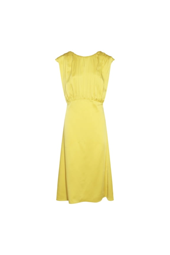 Sleeveless Midi Dress With Gathered Bodice And V-Back Detail (Women's)
