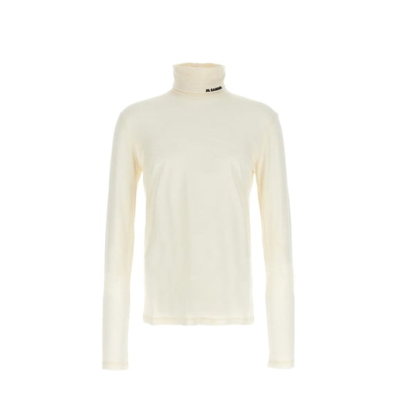 Jil Sander Turtleneck Sweater With Contrast Logo And Smooth Texture (Men's)