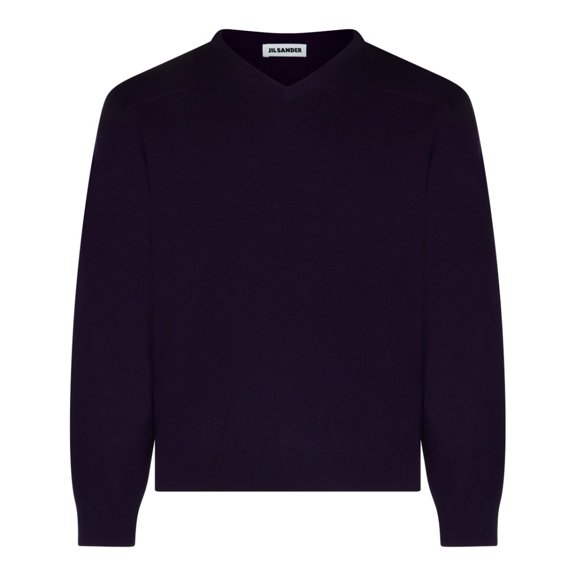 Jil Sander Violet Wool Knit Sweater With V-Neckline And Ribbed Details (Men's)
