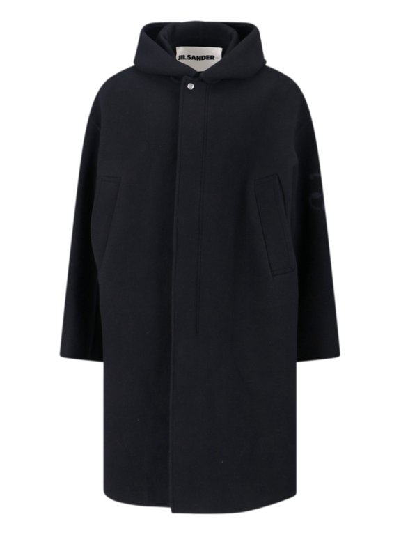 Virgin Wool Coat With Logo Detail – Black (Men's)