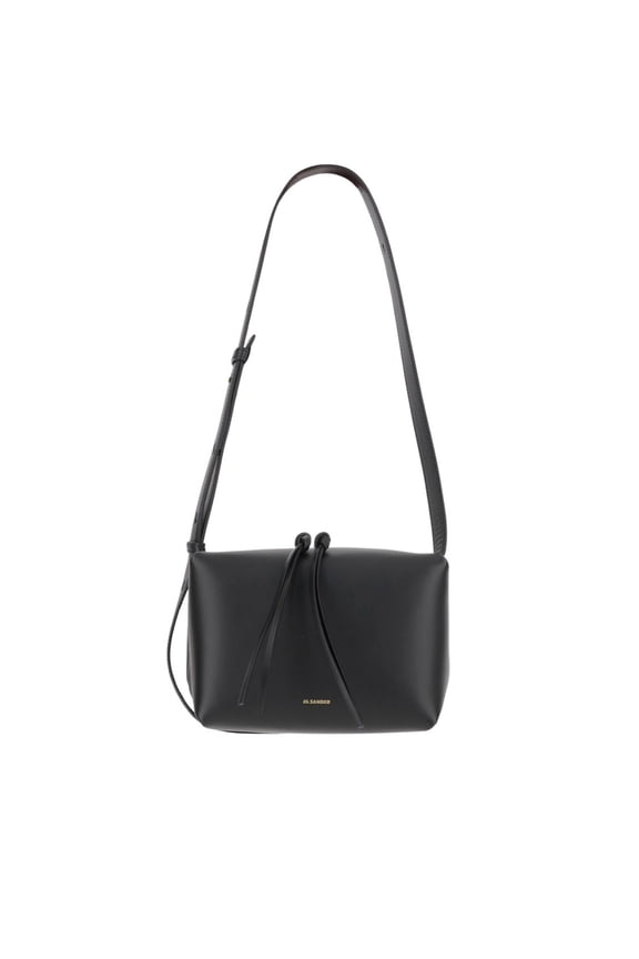Women's Leather Shoulder Bag With Logo Black