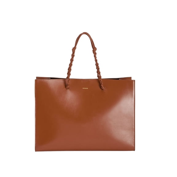 Jil Sander Women's Structured Brown Leather Tote Bag Brown