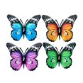Jiledu Iron Butterflies Wall Decoration 4Pcs Home Office Living Room