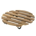 Jiledu Wooden Flower Pot Tray Round Plant Rolling Board Weatherproof