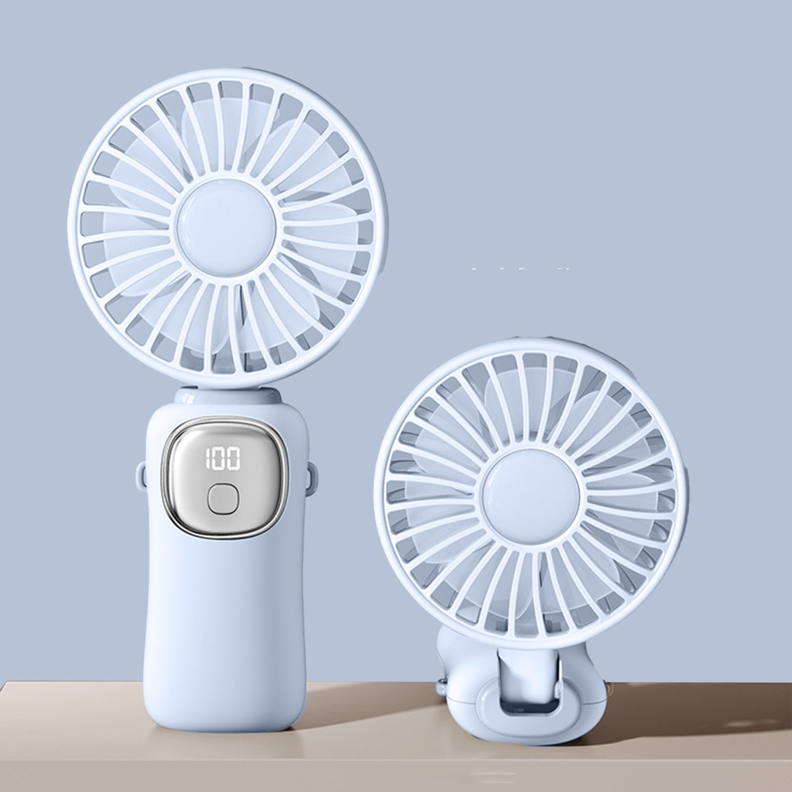 Jiletang Folding Dorm Fan Digital Display Stroller Fan Handheld Fan