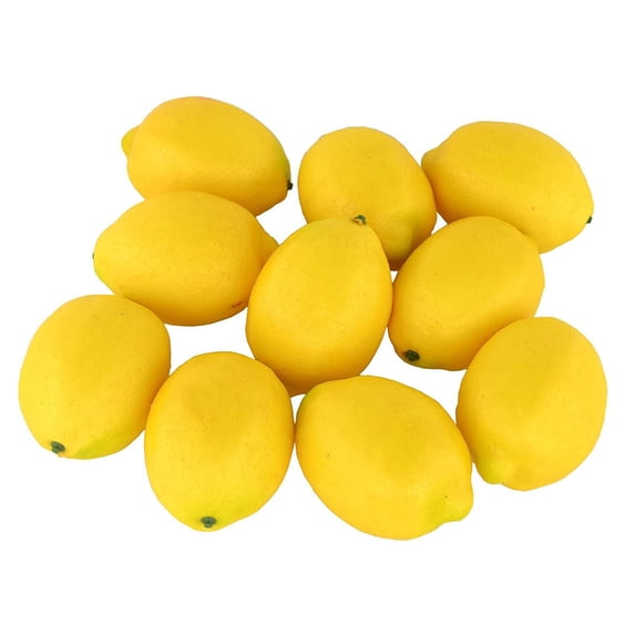 JilgTeok 1 Packs 10pcs Set Fake Lemon Artificial Fruit for Home House Kitchen Party Decoration Lifelike Simulation Yellow Lemon
