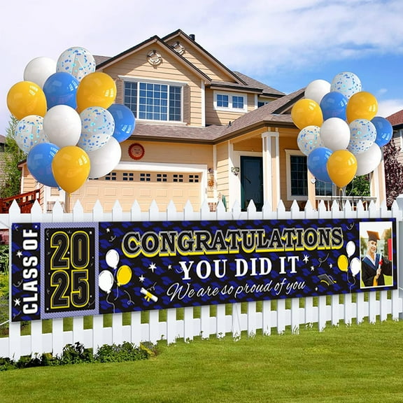 JilgTeok 1 Packs 2025 Graduation Banners Photo Customization Graduation Party High School College Backdrop Decorations 250X50CM