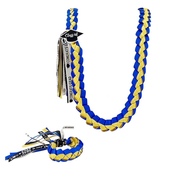 JilgTeok 1 Packs 2025 Graduation Lei Class of 2025 Wreath Ribbon Handmade Weaving Ribbon Colorful Ribbon Honor Rope Graduate Party Accessories for Women and Men