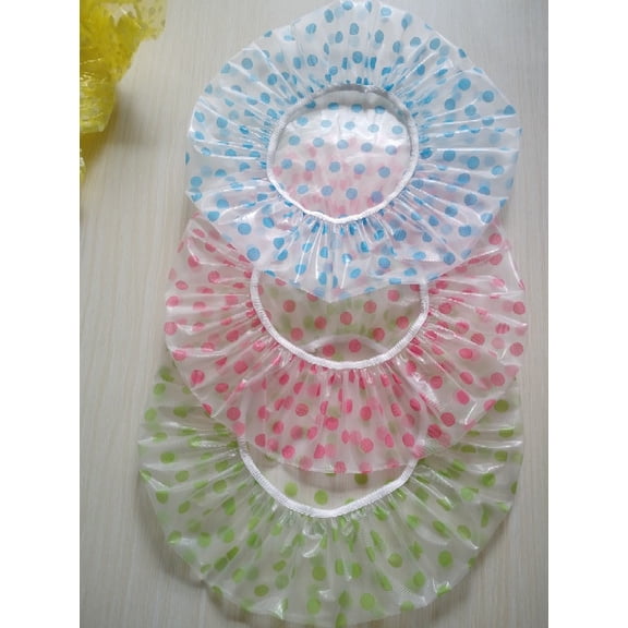 JilgTeok 1 Packs 3pcs Waterproof Reusable Shower Cap Elastic Bathing Cap for Adults Beauty Salon Spa Hair Bath Caps Dotted Pattern