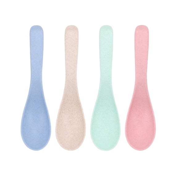 JilgTeok 1 Packs 4pcs Round Head Spoons for Cooking Sturdy Kitchen Utensils with Ergonomic Grip Dishwasher Safe Serving Spoons Set for Home & Restaurant Use