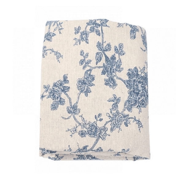 JilgTeok 1 Packs Blue Floral Table Cloth Retro Cotton Linen Rose Tablecloths Washable Table Cover for Farmhouse Hoem Dining Room Decor Outdoor Picnic