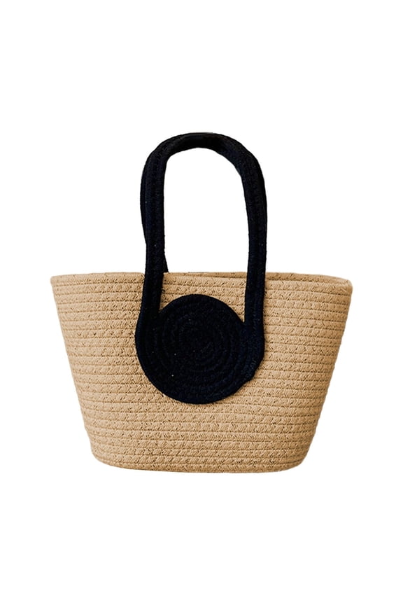 1 Packs Boho Cotton Rope Woven Bag for Women Large Capacity Tote Bag Shoulder Bag Splicing Color Casual Beach Bag for Daily Versatile Summer Vocation Beach Travel