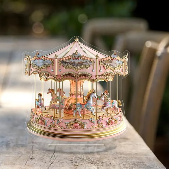 JilgTeok 1 Packs Carousel Acrylic Sunshine Catchers with Stand Decorative Desktop Ornaments for Home Office Garden Decoration Perfect Gift