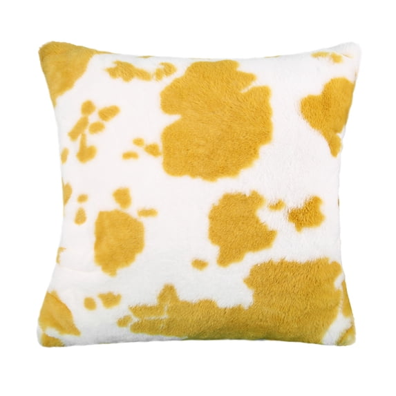 JilgTeok 1 Packs Cow Pattern Luxury Faux Fur Throw Pillow Covers Decorative Pillowcase Soft Fluffy Plush Couch Sofa Cushion Covers for Living Room Bedroom