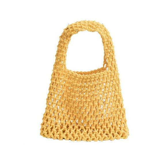 JilgTeok 1 Packs Crochet Mesh Beach Tote Bag Candy Color Rope Handbag Woven Bag Hollow Mesh Bag for Girls Women Beach Summer Vacation