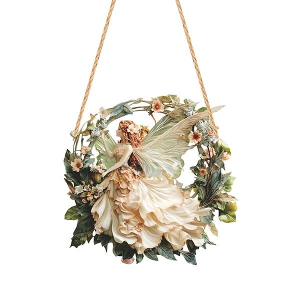 JilgTeok 1 Packs Flower Fairy Elf Acrylic 2D Hanging Window Pendant Home Garden Decoration for Door Window Car Hanging Elf Girl Art Ornaments