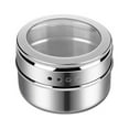 thumbnail image 1 of JilgTeok 1 Packs Magnetic Base Spice Tins Stainless Steel Magnetic Spice Storage Jar Tins Container with Rack Kitchen Gadgets for Cooking Baking, 1 of 1
