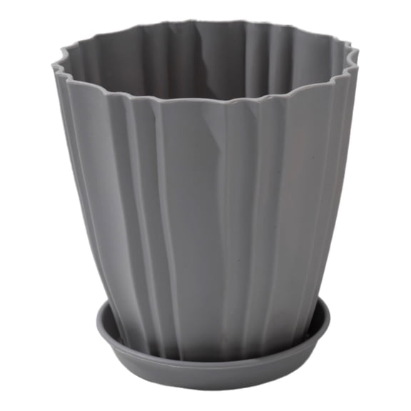 JilgTeok 1 Packs Plastic Flower Pots for Plants with Drainage Holes and Tray, Indoor Outdoor Garden Planters for Succulents Herbs Bonsai Home Decor