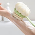 thumbnail image 1 of JilgTeok 1 Packs Shower Body Brush with Bristles and Loofah 3-in-1 Soft Long-handle Double-sided Bath Brush for Rubbing Back and Feet Skin Exfoliating for Men and Women, 1 of 8