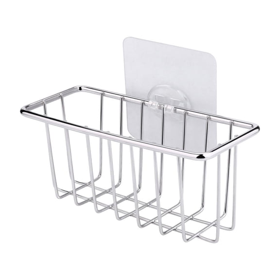 JilgTeok 1 Packs Stainless Steel Sponge Holder for Kitchen Sink with Strong Adhesive, Rustproof Shower Caddy Organizer for Sponges, Brushes, Soap, Quick Dry Bathroom Storage Shelf