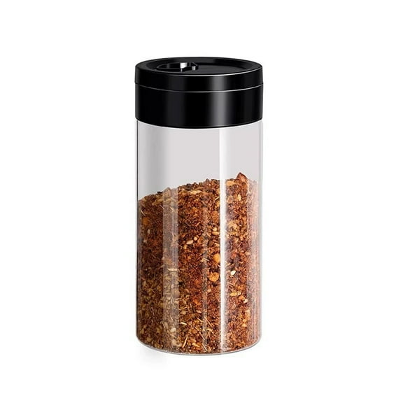 JilgTeok 1 Packs Standing Lid Seasoning Jar Glass Shaker with Spoon for Kitchen Spices Salt Pepper MSG Storage Container BPA Free Leak Proof