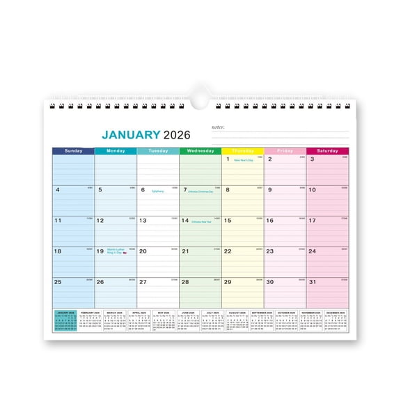 JilgTeok 1 Packs Sturdy Double Coil Binding Large Calendar Block January 2026 - 2027 Hanging Calendar for Home Office Time Management